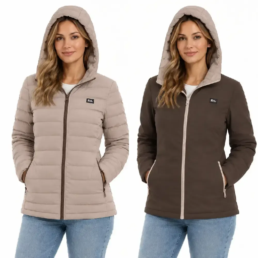 ABRIGO JOLUVI MUJER HEAT DIPA W 237240 REVERSIBLE CALEFACTABLE / CHOCOLATE BEIGE — color Marrón